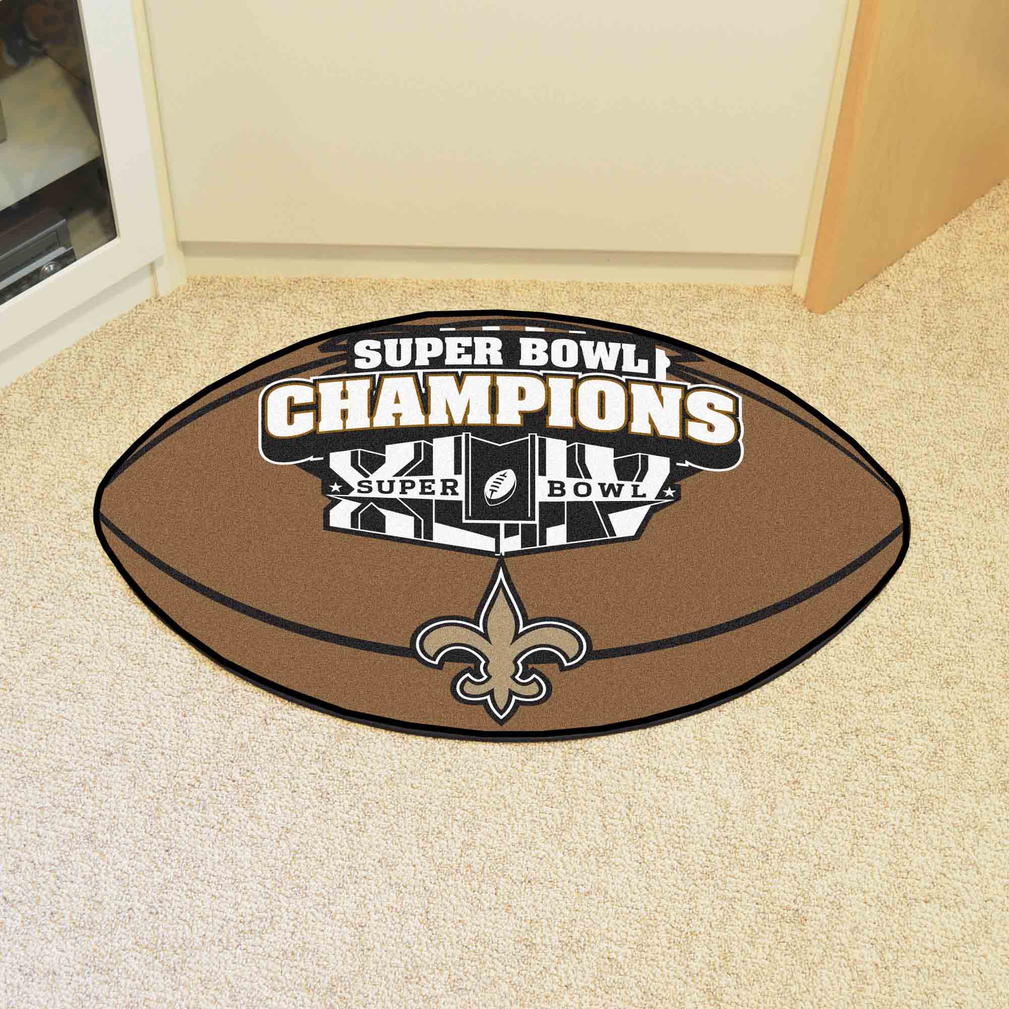 New Orleans Saints Football Rug - 20.5in. x 32.5in., 2010 Super Bowl XLIV Champions