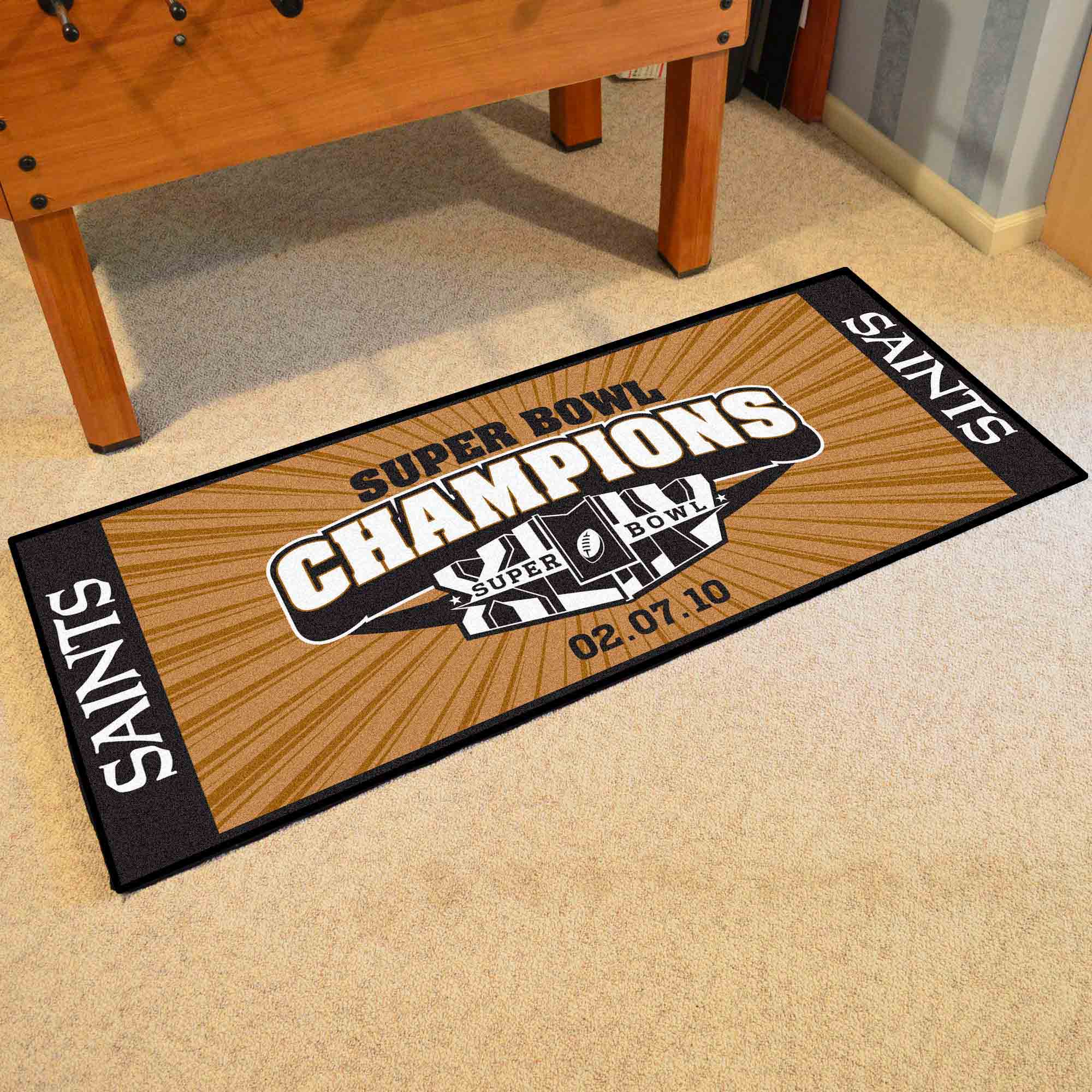 New Orleans Saints Field Runner Mat - 30in. x 72in., 2010 Super Bowl XLIV Champions - New Orleans Saints