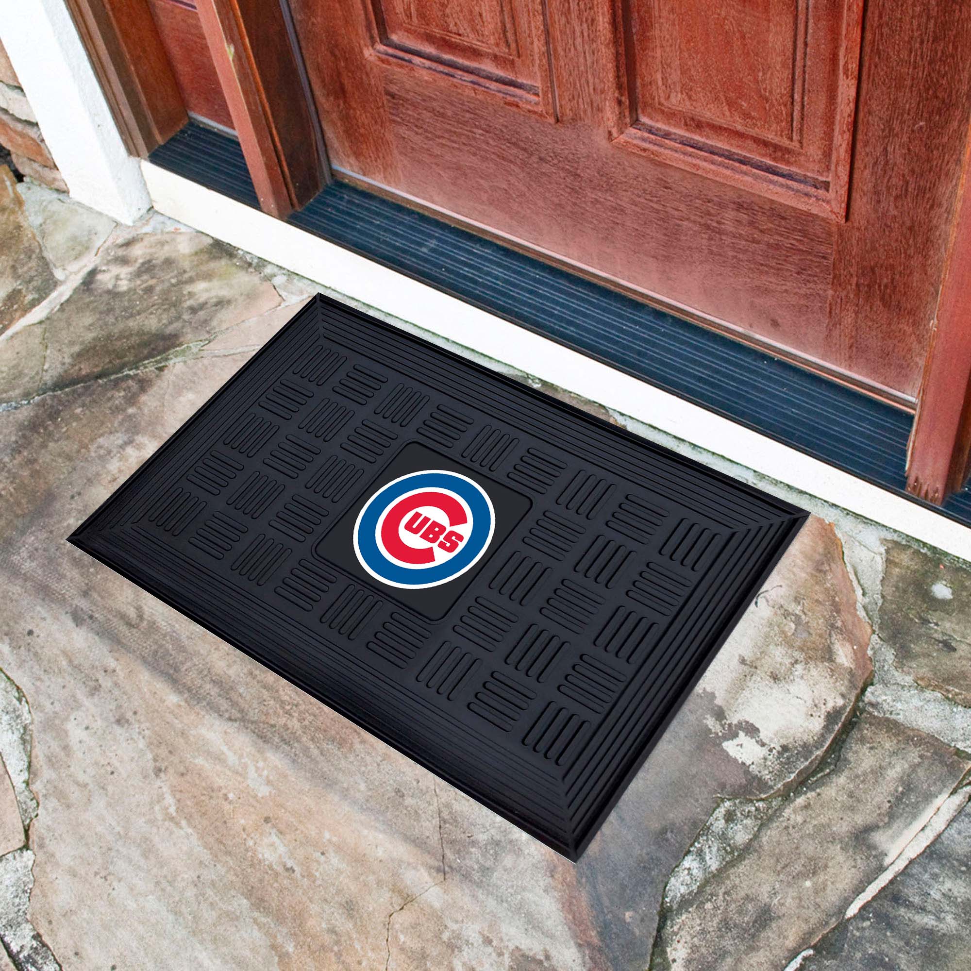 Chicago Cubs Heavy Duty Vinyl Medallion Door Mat - 19.5in. x 31in. - Chicago Cubs