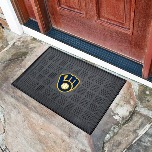 Milwaukee Brewers Heavy Duty Vinyl Medallion Door Mat - 19.5in. x 31in.