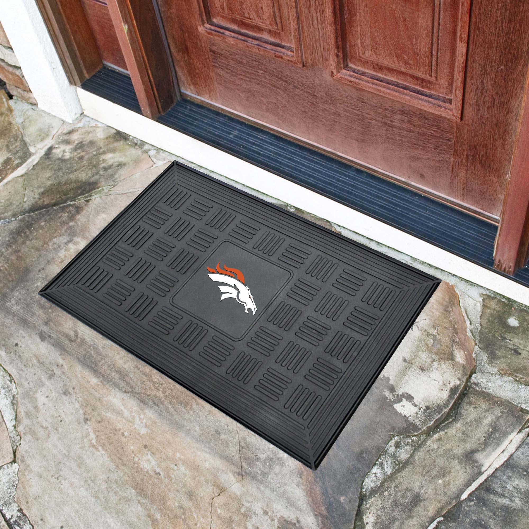 Denver Broncos Heavy Duty Vinyl Medallion Door Mat - 19.5in. x 31in.