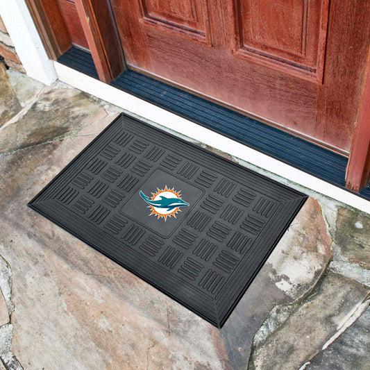 Miami Dolphins Heavy Duty Vinyl Medallion Door Mat - 19.5in. x 31in. - Miami Dolphins