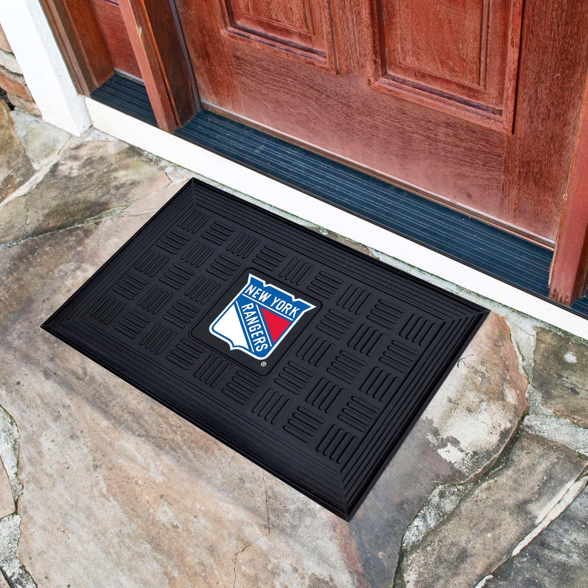 New York Rangers Heavy Duty Vinyl Medallion Door Mat - 19.5in. x 31in. - New York Rangers