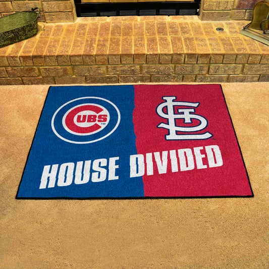 MLB House Divided - Cubs / Cardinals House Divided Rug - 34 in. x 42.5 in.