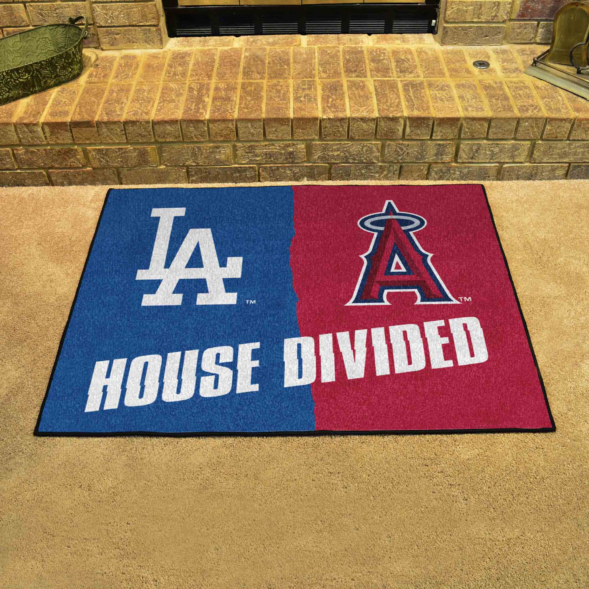 MLB House Divided - Dodgers / Angels House Divided Rug - 34 in. x 42.5 in.