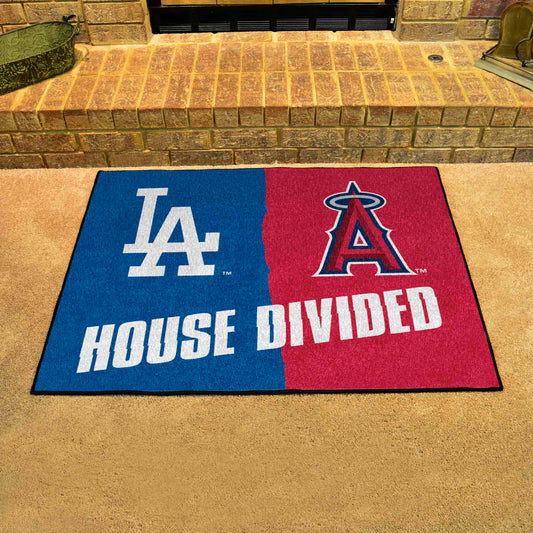 MLB House Divided - Dodgers / Angels House Divided Rug - 34 in. x 42.5 in.