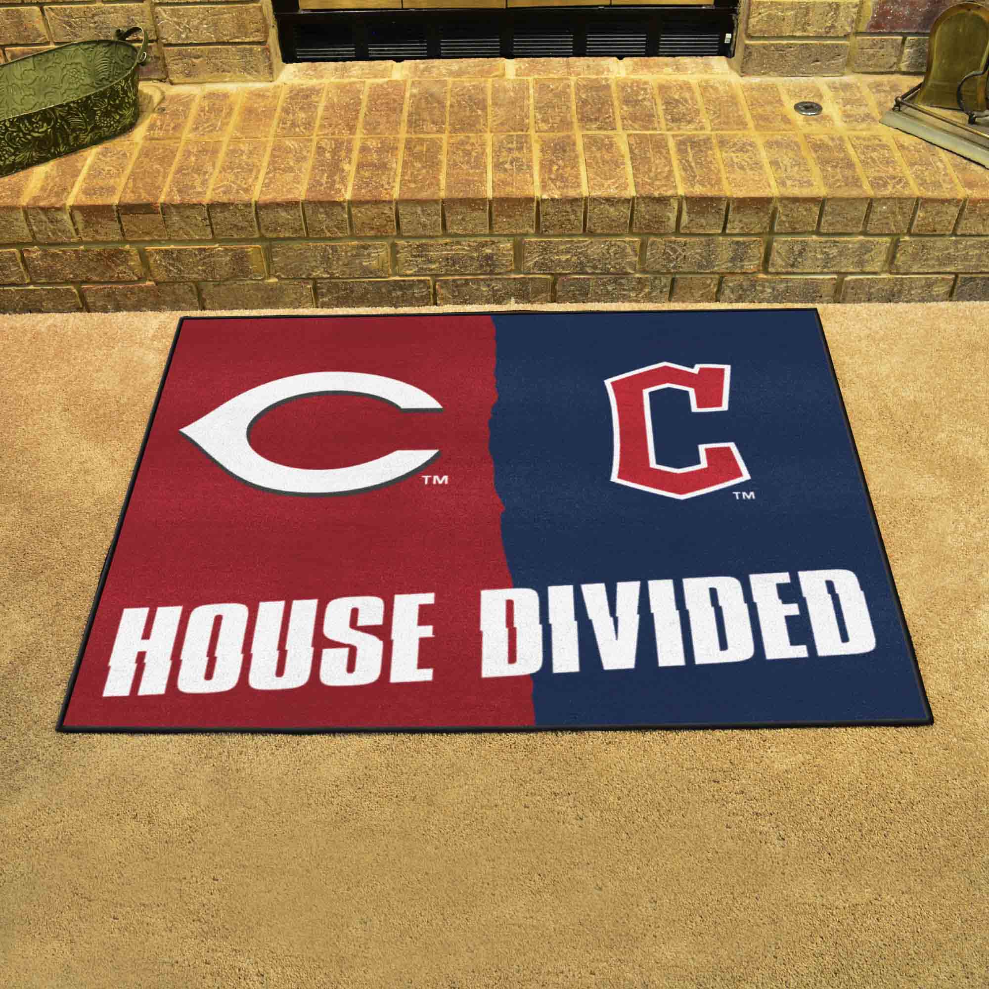 MLB House Divided - Reds / Guardians House Divided House Divided Rug - 34 in. x 42.5 in.