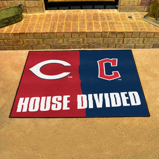 MLB House Divided - Reds / Guardians House Divided House Divided Rug - 34 in. x 42.5 in.