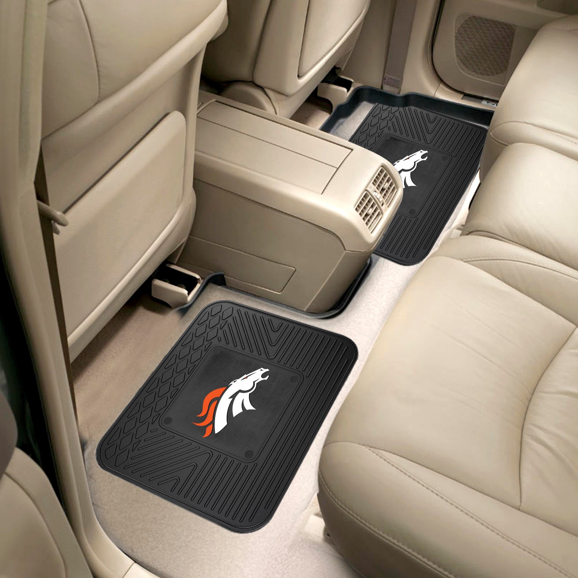 Denver Broncos Back Seat Car Utility Mats - 2 Piece Set