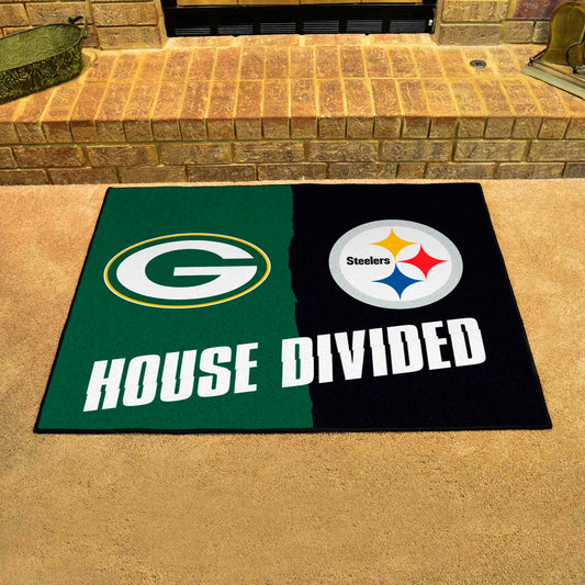 NFL House Divided - Packers / Steelers House Divided Rug - 34 in. x 42.5 in. - NFL House Divided - Packers / Steelers