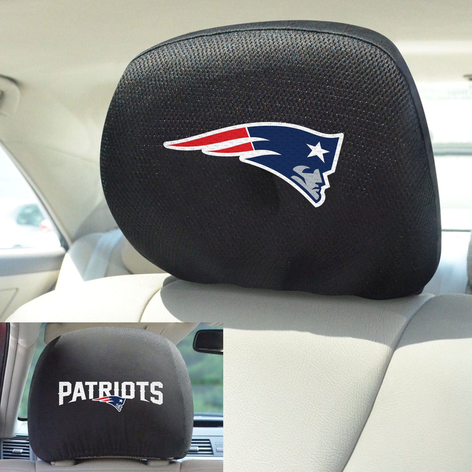 New England Patriots Embroidered Head Rest Cover Set - 2 Pieces - New England Patriots