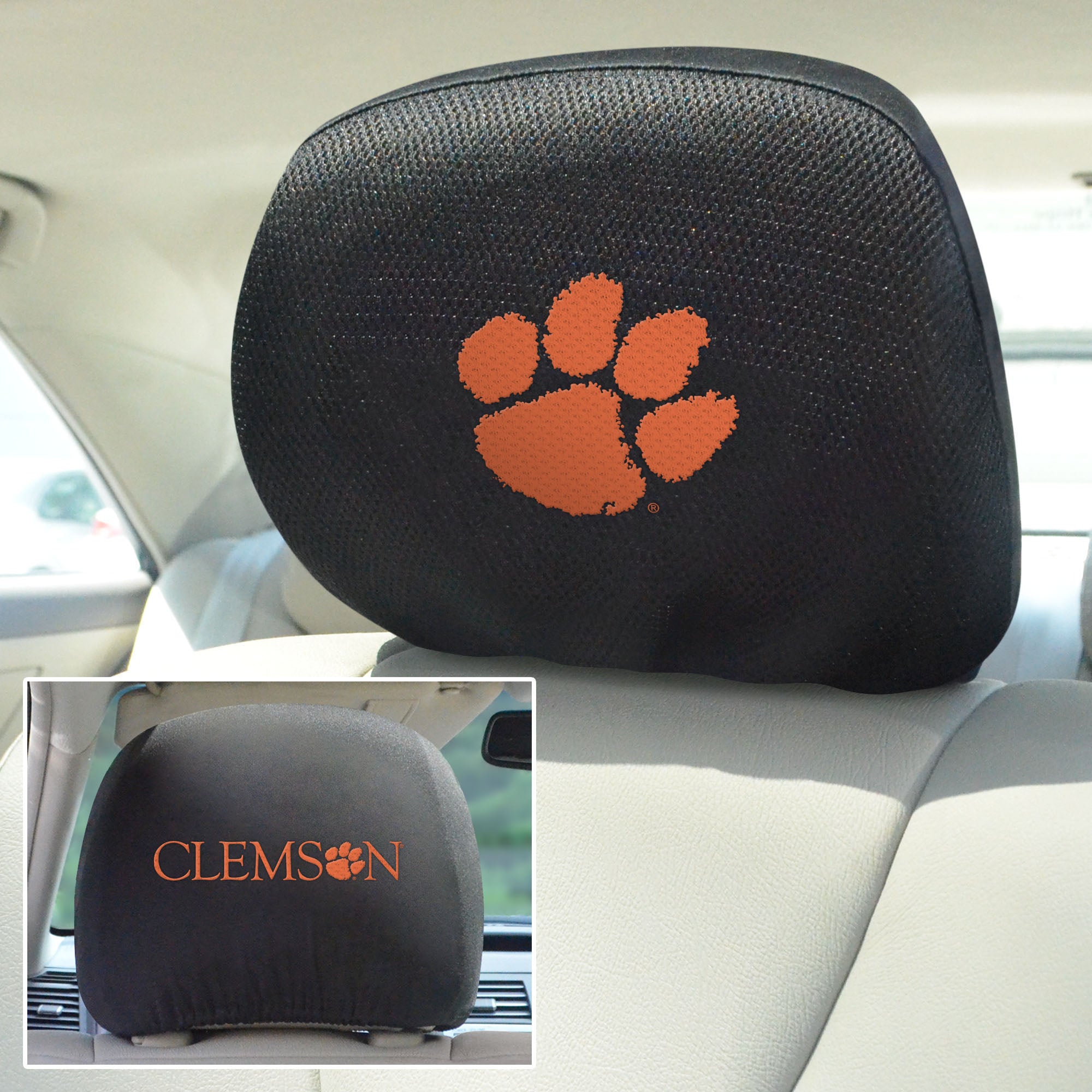 Clemson Tigers Embroidered Head Rest Cover Set - 2 Pieces - Clemson