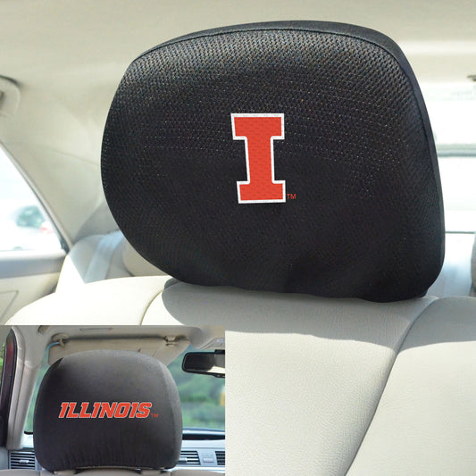 Illinois Illini Embroidered Head Rest Cover Set - 2 Pieces