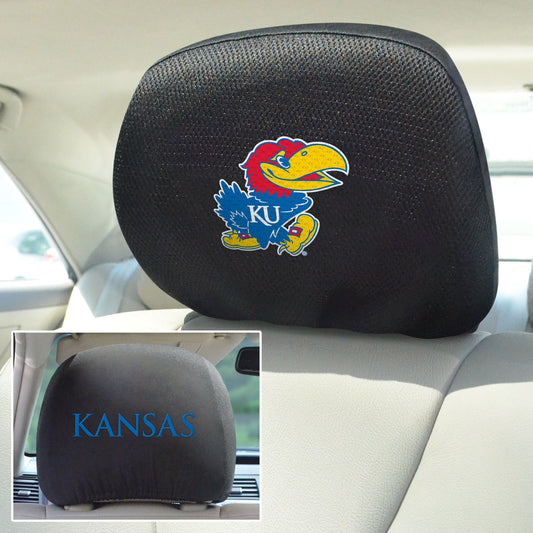 Kansas Jayhawks Embroidered Head Rest Cover Set - 2 Pieces