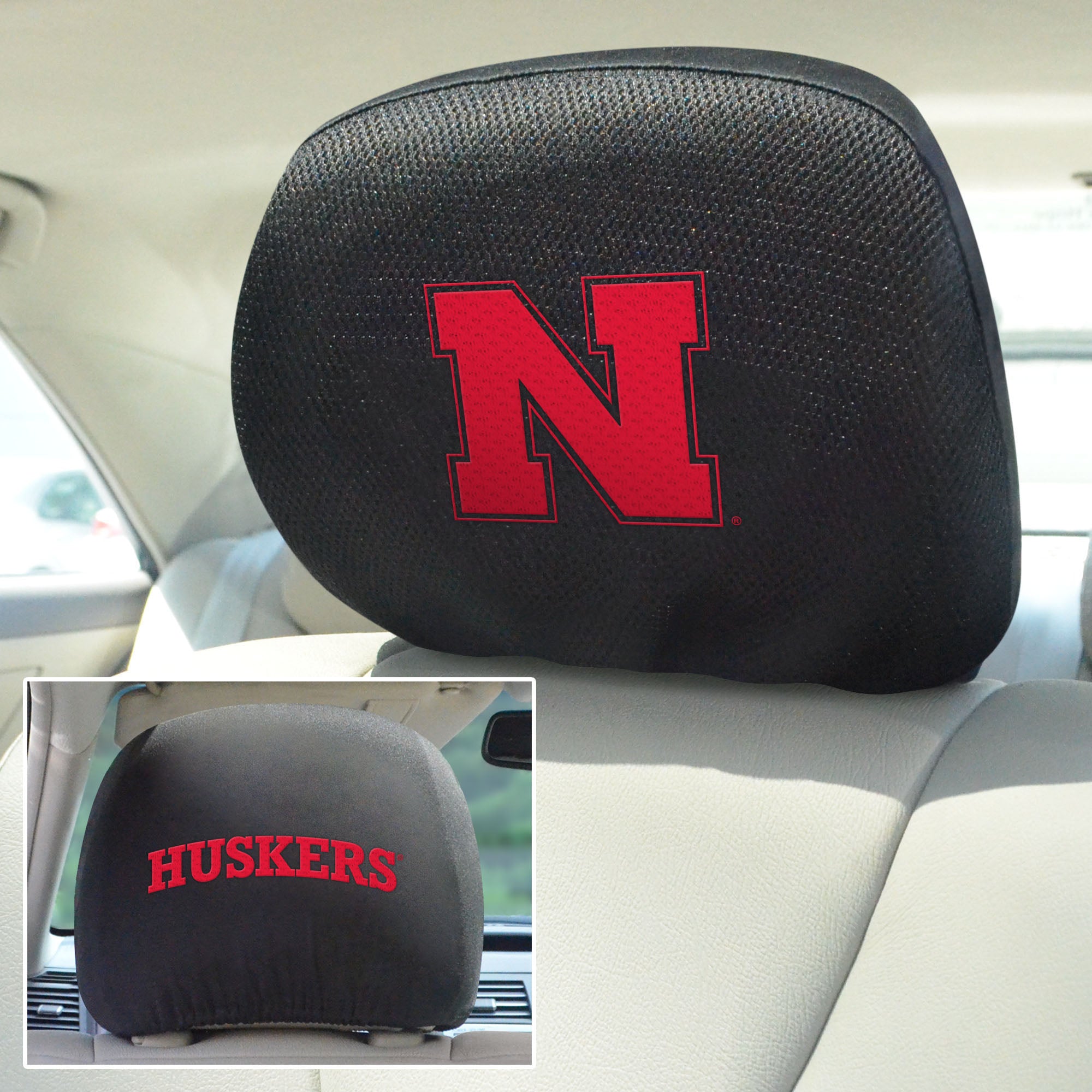 Nebraska Cornhuskers Embroidered Head Rest Cover Set - 2 Pieces - Nebraska