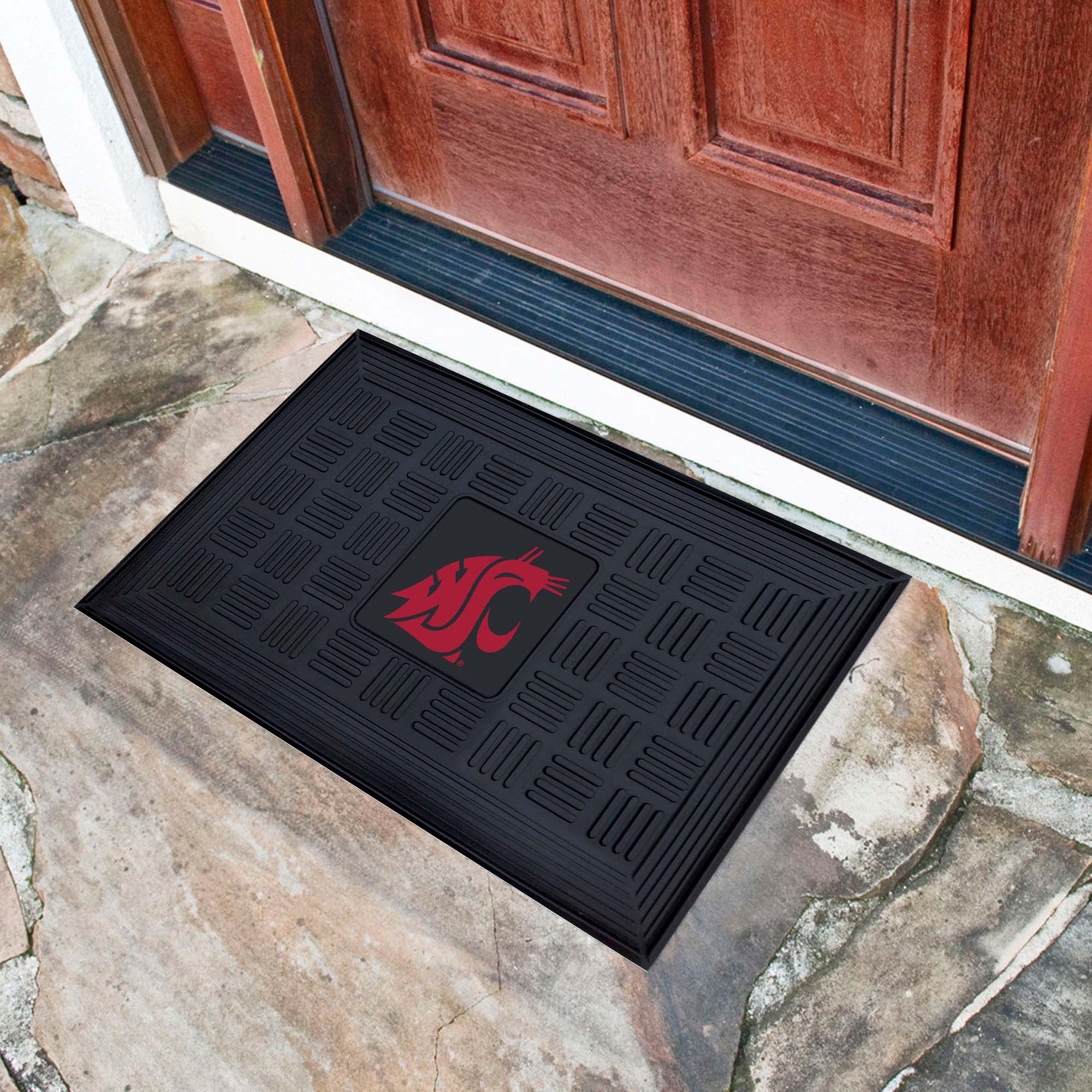 Washington State Cougars Heavy Duty Vinyl Medallion Door Mat - 19.5in. x 31in.