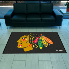 Chicago Blackhawks 4X6 High-Traffic Mat with Durable Rubber Backing - Landscape Orientation - Chicago Blackhawks