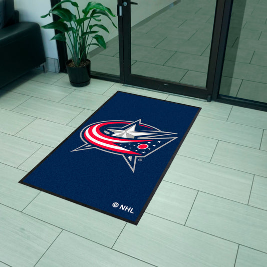 Columbus Blue Jackets 3X5 High-Traffic Mat with Durable Rubber Backing - Portrait Orientation - Columbus Blue Jackets