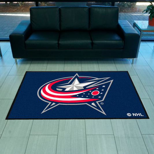 Columbus Blue Jackets 4X6 High-Traffic Mat with Durable Rubber Backing - Landscape Orientation