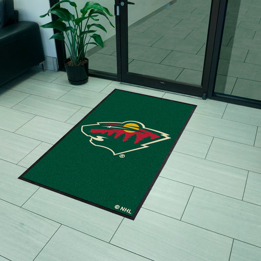 Minnesota Wild 3X5 High-Traffic Mat with Durable Rubber Backing - Portrait Orientation - Minnesota Wild