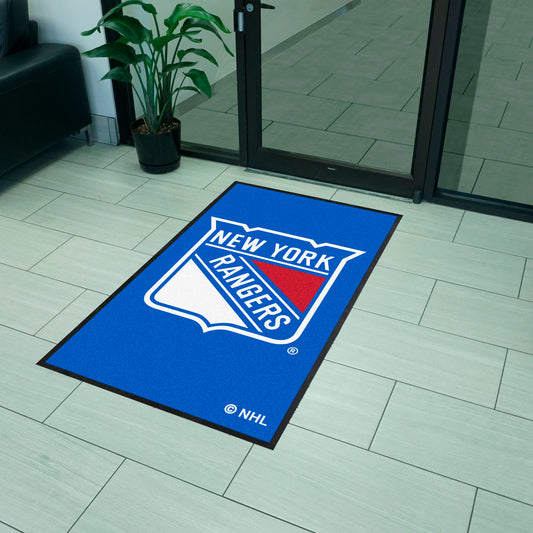 New York Rangers 3X5 High-Traffic Mat with Durable Rubber Backing - Portrait Orientation - New York Rangers