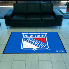 New York Rangers 4X6 High-Traffic Mat with Durable Rubber Backing - Landscape Orientation - New York Rangers