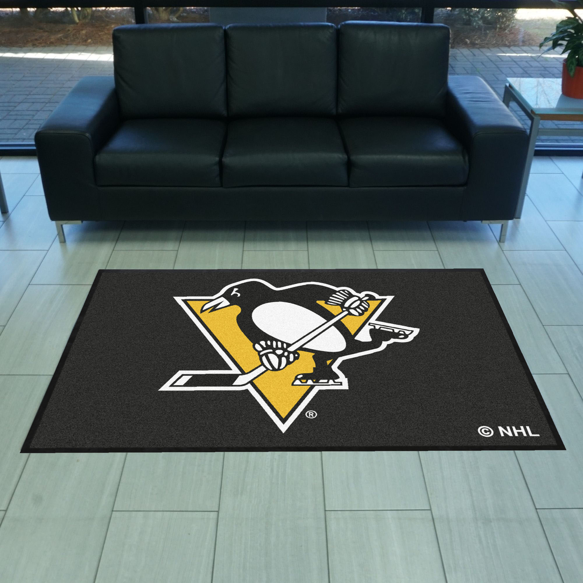 Pittsburgh Penguins 4X6 High-Traffic Mat with Durable Rubber Backing - Landscape Orientation