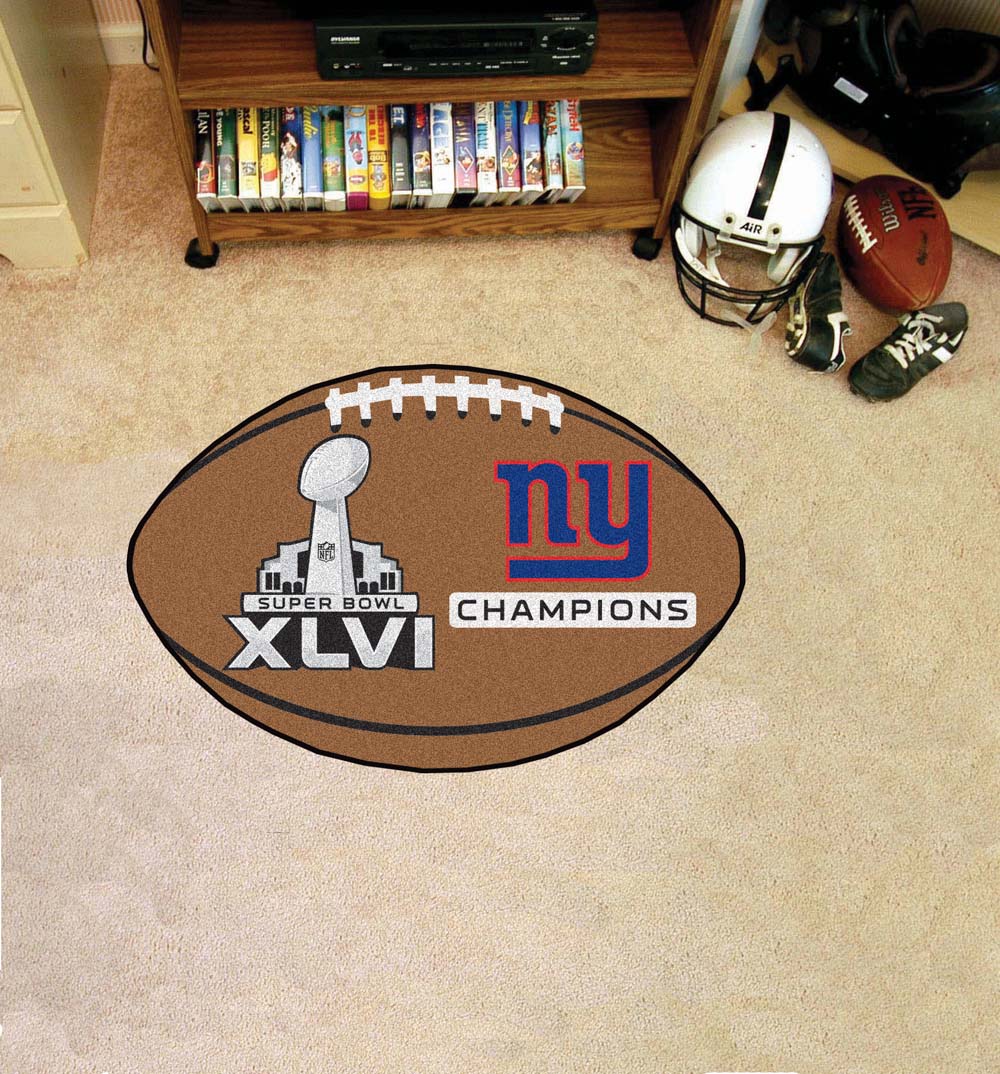 New York Giants Football Rug - 20.5in. x 32.5in., 2012 Super Bowl XLVI Champions