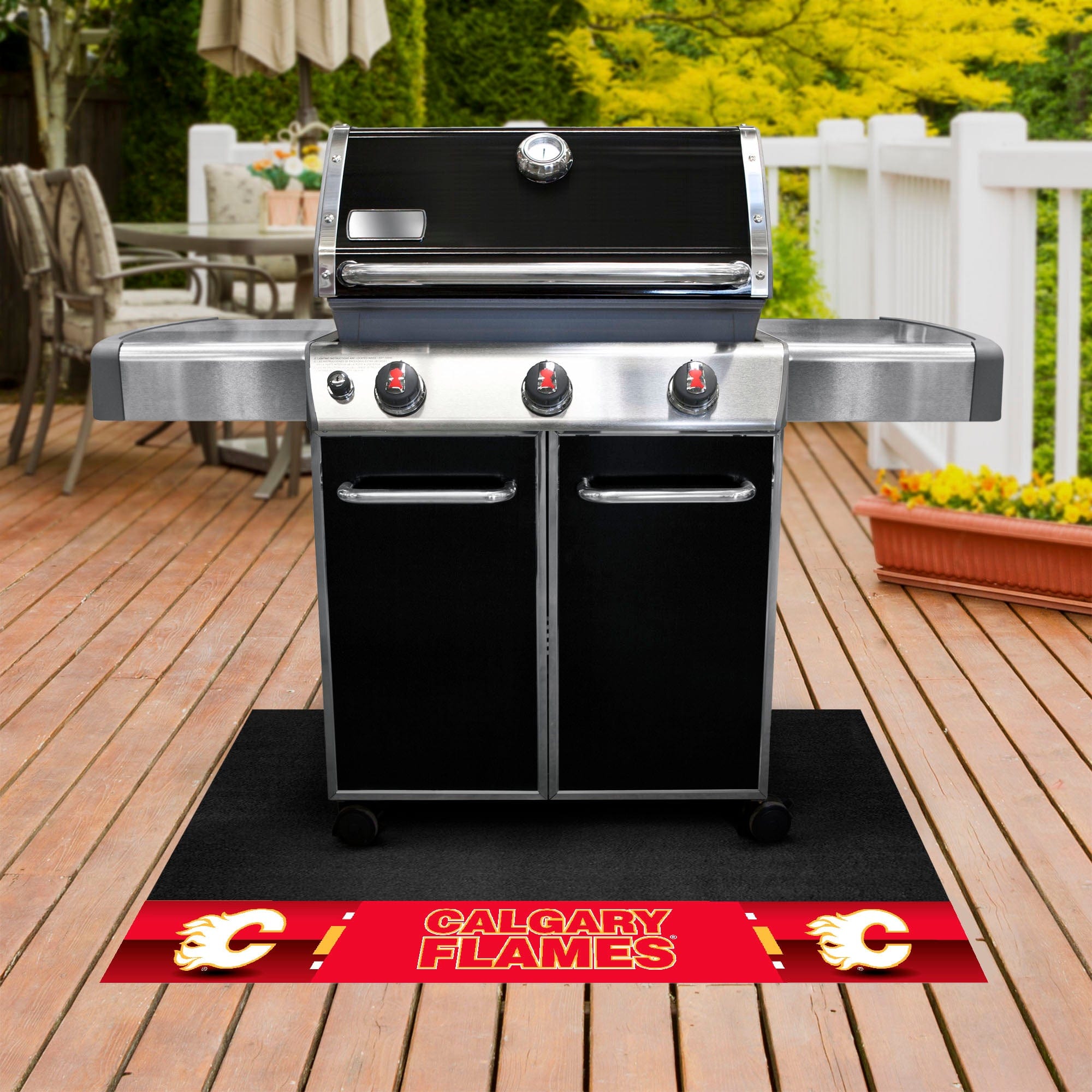 Calgary Flames Vinyl Grill Mat - 26in. x 42in. - Calgary Flames