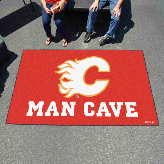 Calgary Flames Man Cave Ulti-Mat Rug - 5ft. x 8ft. - Calgary Flames