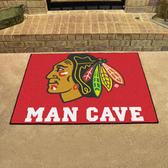 Chicago Blackhawks Man Cave All-Star Rug - 34 in. x 42.5 in. - Chicago Blackhawks