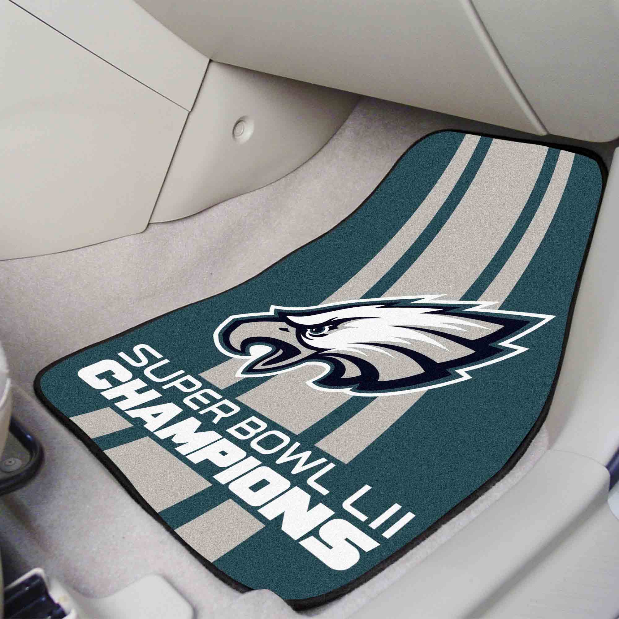 Philadelphia Eagles Front Carpet Car Mat Set - 2 Pieces, 2018 Super Bowl LII Champions