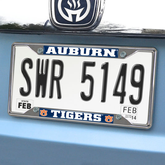 Auburn Tigers Chrome Metal License Plate Frame, 6.25in x 12.25in