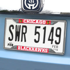 Chicago Blackhawks Chrome Metal License Plate Frame, 6.25in x 12.25in - Chicago Blackhawks