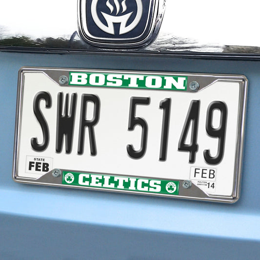 Boston Celtics Chrome Metal License Plate Frame, 6.25in x 12.25in - Boston Celtics