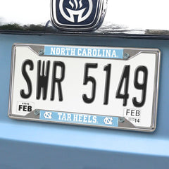 North Carolina Tar Heels Chrome Metal License Plate Frame, 6.25in x 12.25in - North Carolina