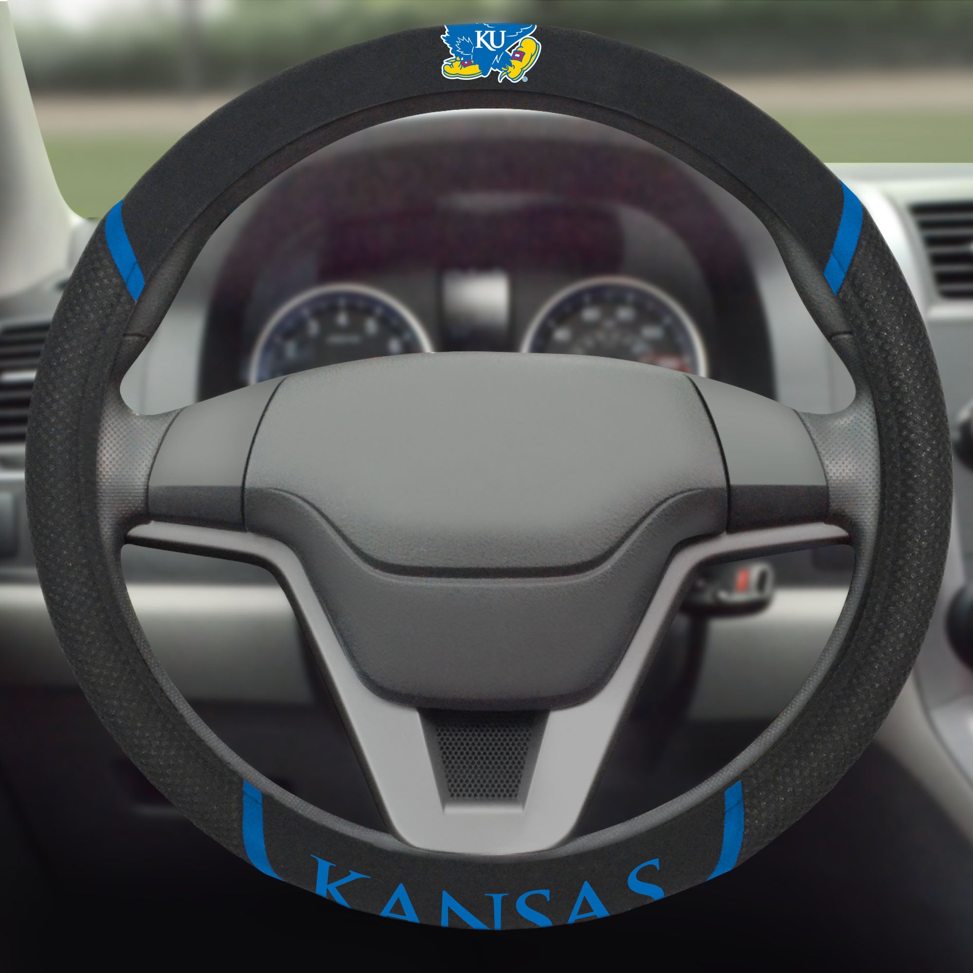 Kansas Jayhawks Embroidered Steering Wheel Cover