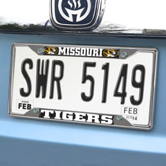 Missouri Tigers Chrome Metal License Plate Frame, 6.25in x 12.25in