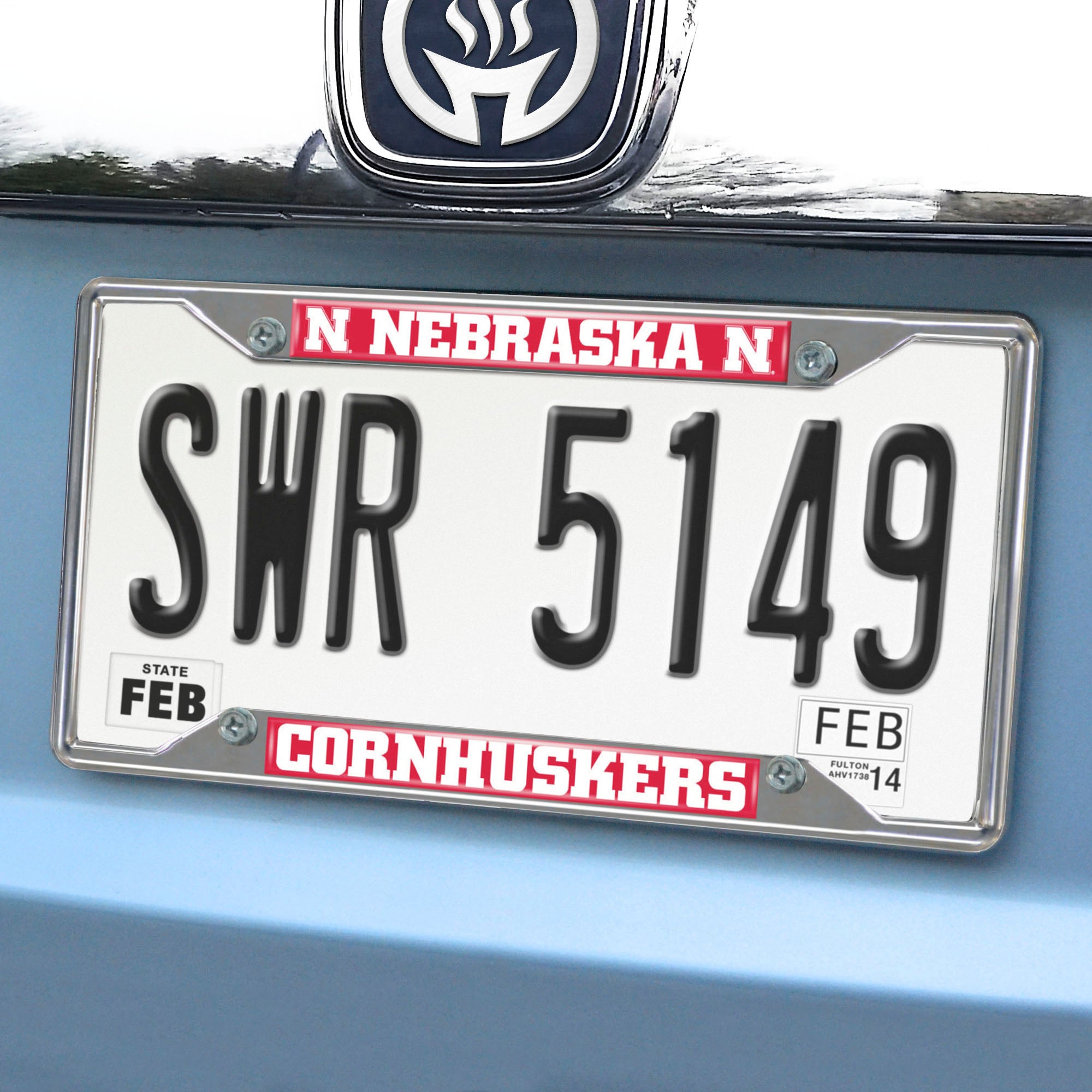 Nebraska Cornhuskers Chrome Metal License Plate Frame, 6.25in x 12.25in - Nebraska