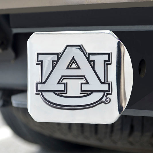 Auburn Tigers Chrome Metal Hitch Cover with Chrome Metal 3D Emblem - Auburn