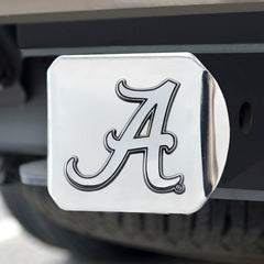 Alabama Crimson Tide Chrome Metal Hitch Cover with Chrome Metal 3D Emblem, A Logo