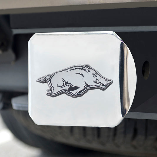 Arkansas Razorbacks Chrome Metal Hitch Cover with Chrome Metal 3D Emblem