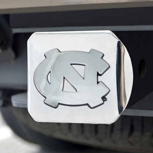 North Carolina Tar Heels Chrome Metal Hitch Cover with Chrome Metal 3D Emblem - North Carolina