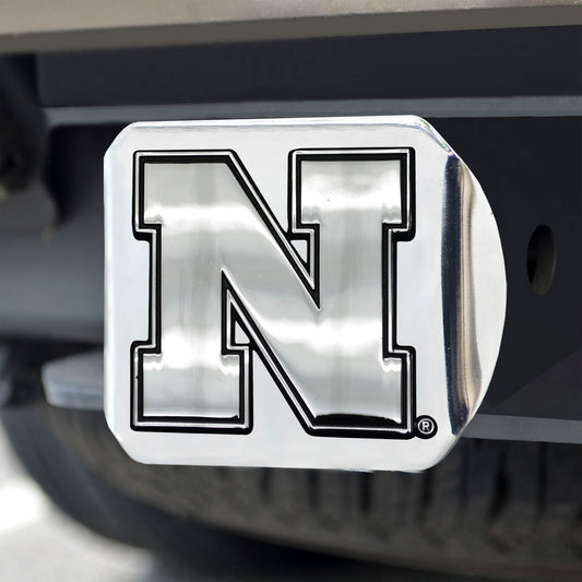 Nebraska Cornhuskers Chrome Metal Hitch Cover with Chrome Metal 3D Emblem - Nebraska