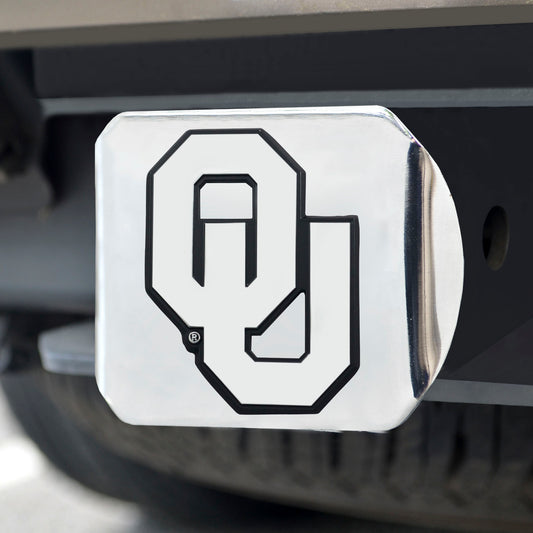 Oklahoma Sooners Chrome Metal Hitch Cover with Chrome Metal 3D Emblem - Oklahoma