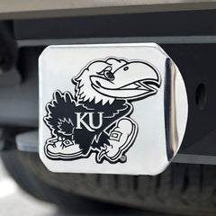 Kansas Jayhawks Chrome Metal Hitch Cover with Chrome Metal 3D Emblem