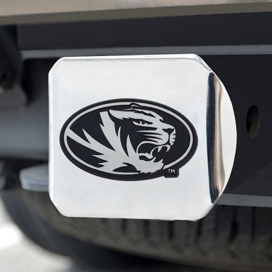 Missouri Tigers Chrome Metal Hitch Cover with Chrome Metal 3D Emblem