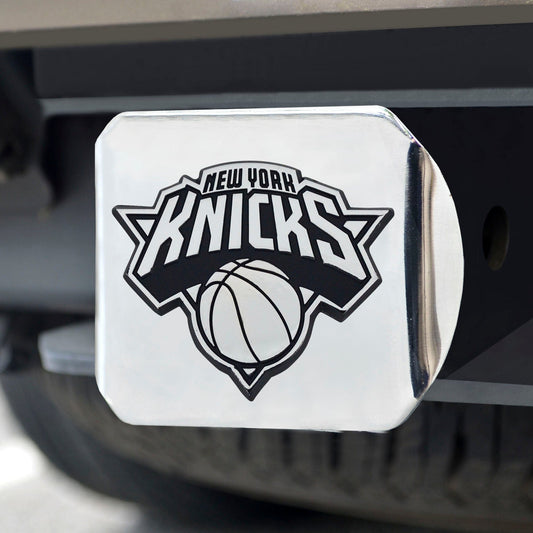 New York Knicks Chrome Metal Hitch Cover with Chrome Metal 3D Emblem - New York Knicks