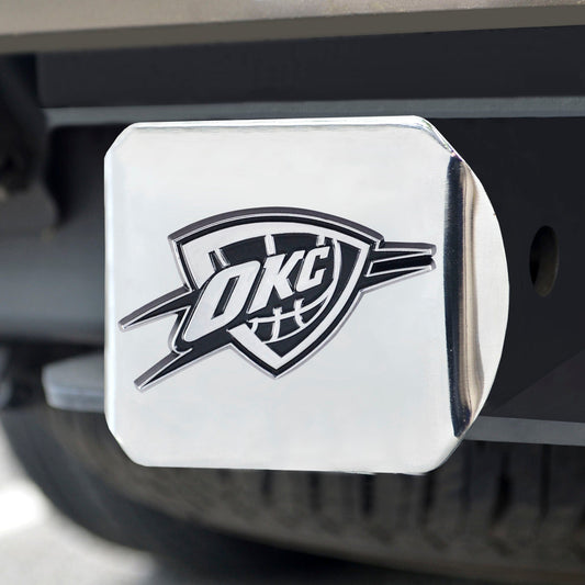 Oklahoma City Thunder Chrome Metal Hitch Cover with Chrome Metal 3D Emblem