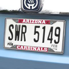 Arizona Cardinals Chrome Metal License Plate Frame, 6.25in x 12.25in